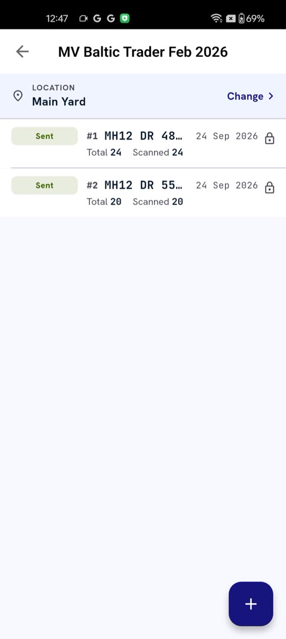 Gate entry on the phone: two lorries received and scanned